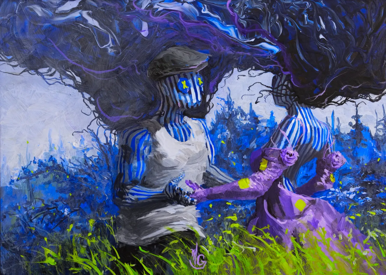 Dance Partners 01 by Michael Grills, Acrylic on Panel, 18 x 14 inches or 46cm x 36cm