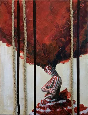 History by Michael Grills, Acrylic and Rope on Canvas, 11 x 14 inches or 28cm x 36cm