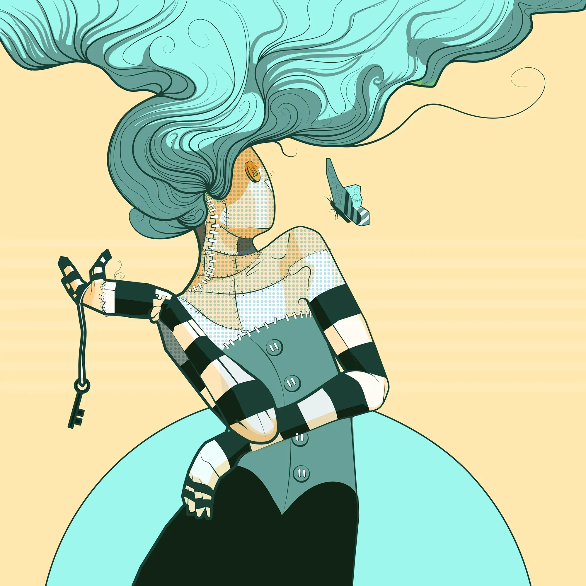 Holding Back the Key From a Butterfly Remix 08 by Michael Grills, Digital, 12 x 12 inches or 30cm x 30cm