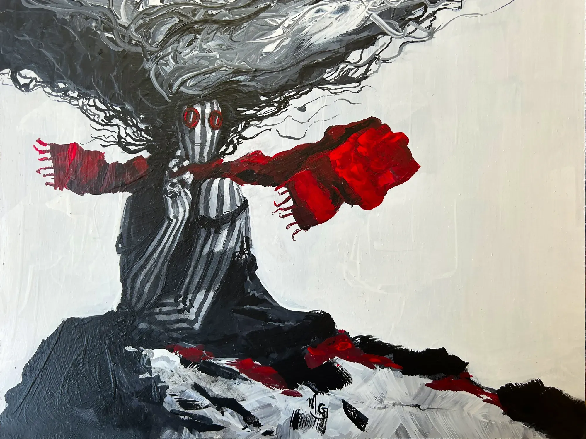 Noir Red by Michael Grills, Acrylic on Panel, 14 x 11 inches or 36cm x 28cm