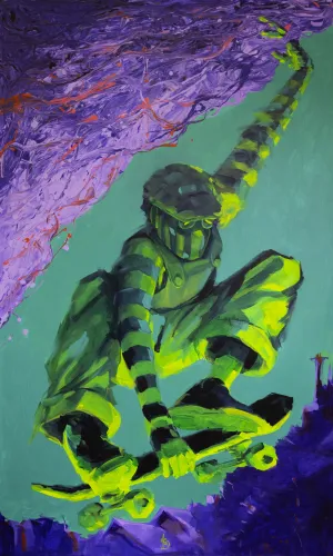 Over the Coping by Michael Grills, Acrylic on Canvas, 36 x 60 inches or 91cm x 152cm